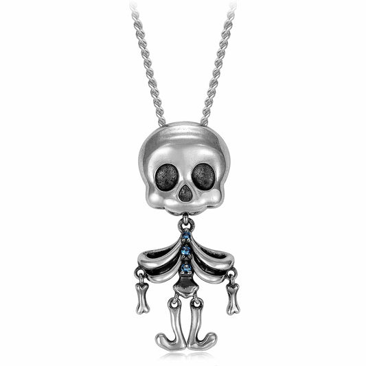 gona- Limited Edition Flash Sale: Eerily Elegant Halloween-themed Zombie Skeleton Necklace in 925 Sterling Silver with Antique Finish