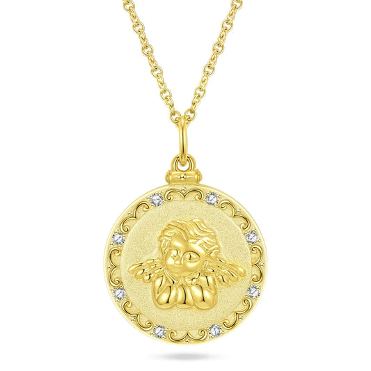 gona- Sterling Silver My Little Angel Link Chain Necklace In 14K Gold Plated