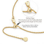 Sterling Silver Adjustable Rope Chain Necklace with Slider Clasp Customizable Engraving Pages of Love Charms Necklace and Earrings Set In 14K Gold Plated