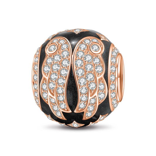 gona- Angel Wings Tarnish-resistant Silver Charms With Enamel In Rose Gold Plated - GONA
