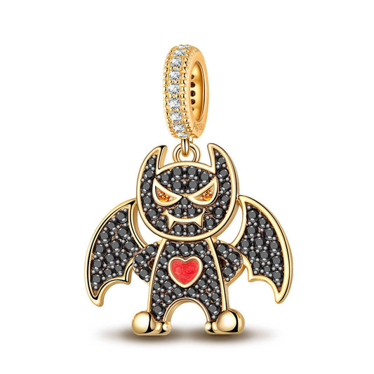 gona- Batman Black Tarnish-resistant Silver Dangle Charms With Enamel In 14K Gold Plated - GONA
