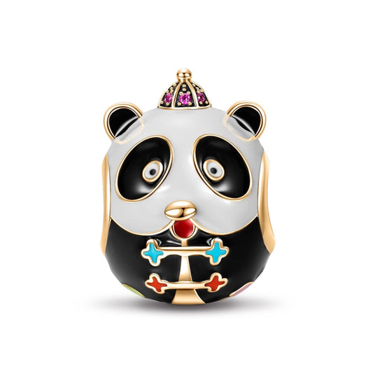 gona- Black Kung Fu Panda Tarnish-resistant Silver Charms With Enamel In 14K Gold Plated - GONA