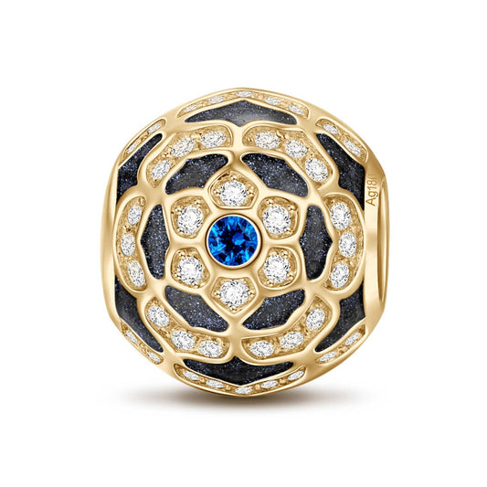 gona- Blooming Lotus Golden Tarnish-resistant Silver Charms With Enamel In 14K Gold Plated - GONA