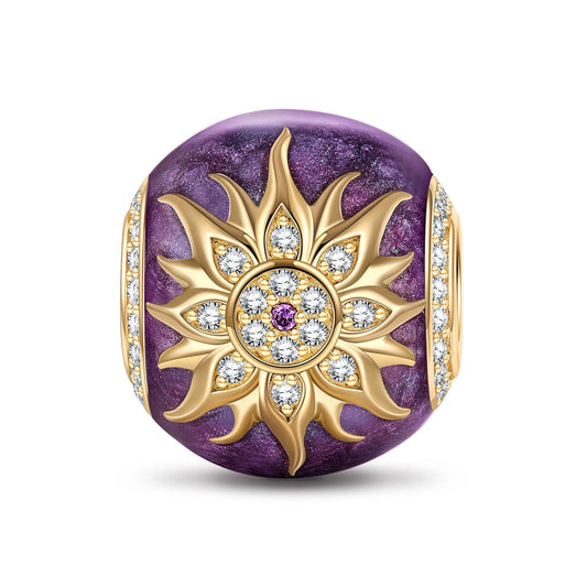 gona- Blooming Mulberry Purple Tarnish-resistant Silver Charms With Enamel In 14K Gold Plated - GONA