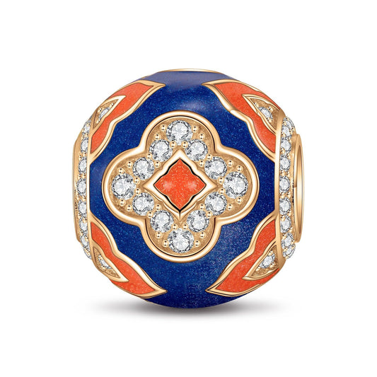 gona- Blue Artistic Window Flowers Tarnish-resistant Silver Charms With Enamel In 14K Gold Plated - GONA