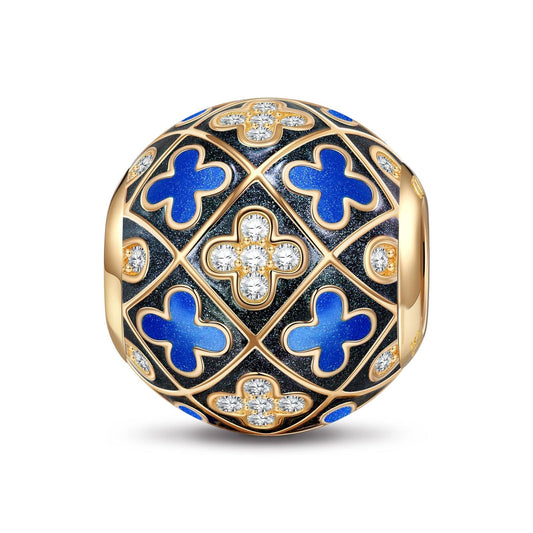 gona- Blue Cha-cha-cha Tarnish-resistant Silver Charms With Enamel In 14K Gold Plated - GONA