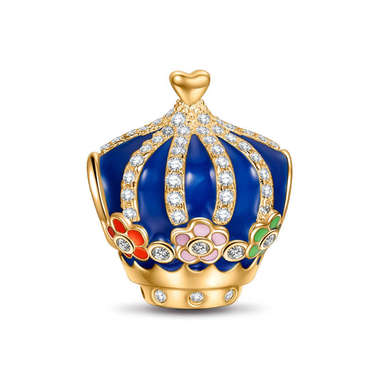 gona- Blue Coronation of Love Tarnish-resistant Silver Charms With Enamel In 14K Gold Plated - GONA