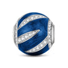 Blue Light Boats Tarnish-resistant Silver Charms With Enamel In White Gold Plated - GONA