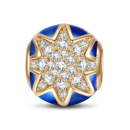 gona- Blue Stars Shine Bright Tarnish-resistant Silver Charms With Enamel In 14K Gold Plated - GONA