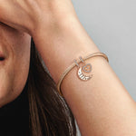 Sterling Silver Moon & Love To Mom Dangle Charms With Enamel In Rose Gold Plated