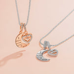 Sterling Silver Moon & Love To Mom Dangle Charms With Enamel In Rose Gold Plated