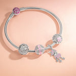 Sterling Silver Charm Pink Unicorn Dangle Charms In White Gold Plated