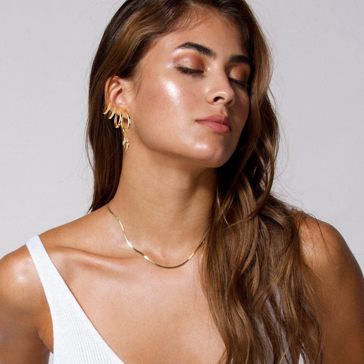 Sterling Silver Classic Hoop Earrings In 14K Gold Plated